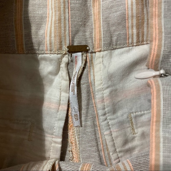 Free People Orange Striped Linen Blend Austin Shorts Pockets - Picture 6 of 7